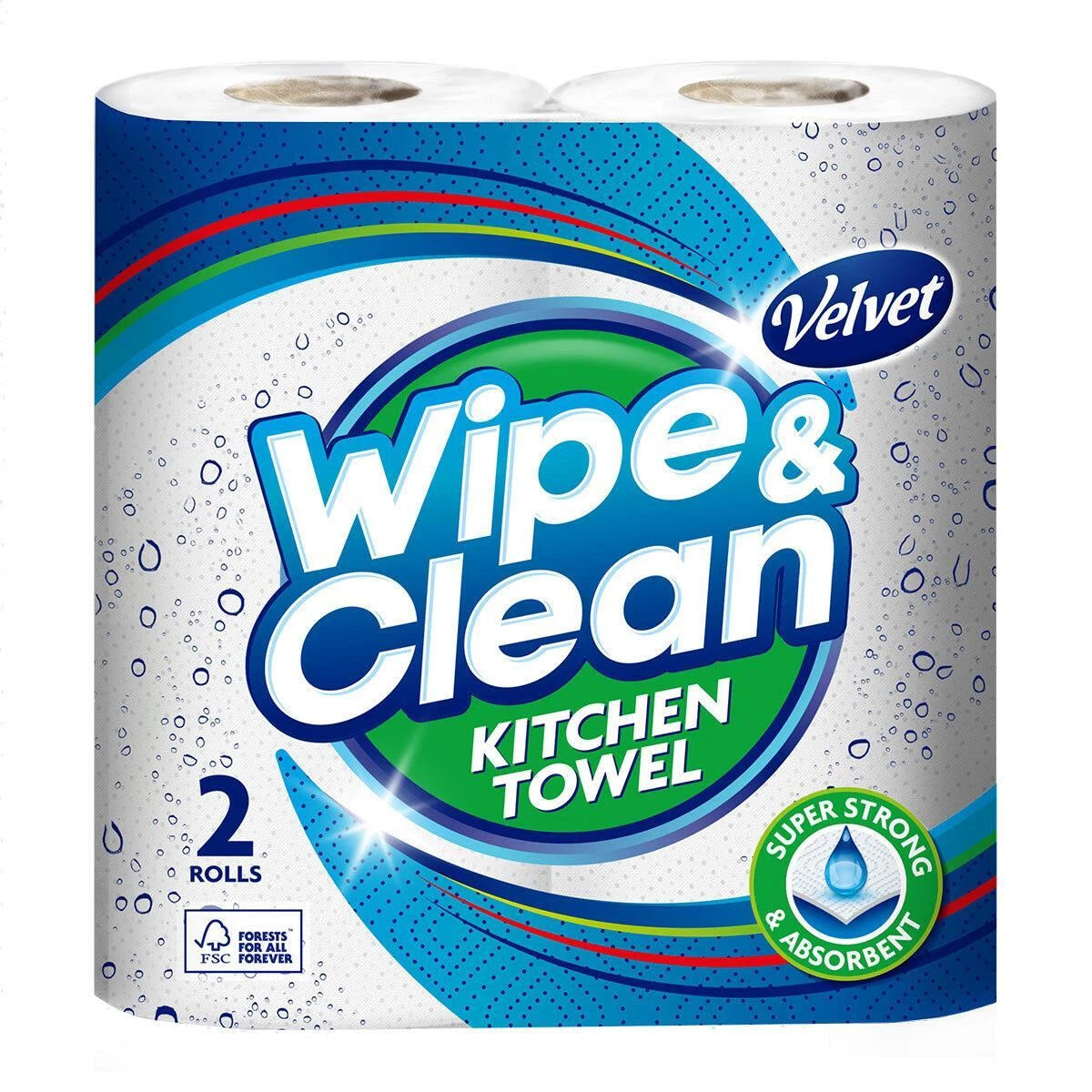Velvet Wipe & Clean Kitchen Towel Thick Absorbent 75 Sheets 20 Rolls