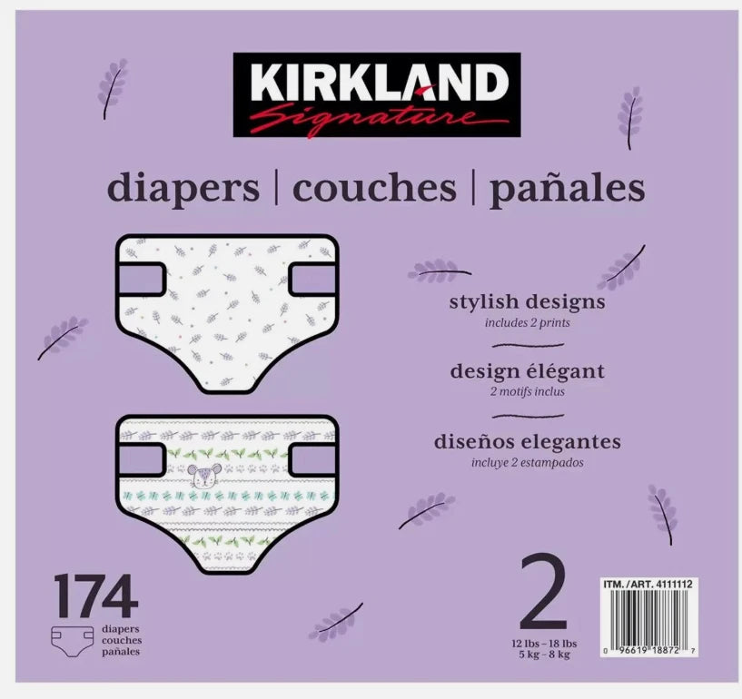 Kirkland Signature Baby Diapers Size 2 Nappy 5-8kg Breathable Pack 174 Nappies