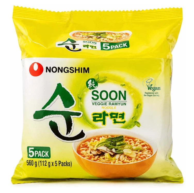 NonShim Soon Veggie Ramyun Noodle, Vegan, 112g x 5 Pack