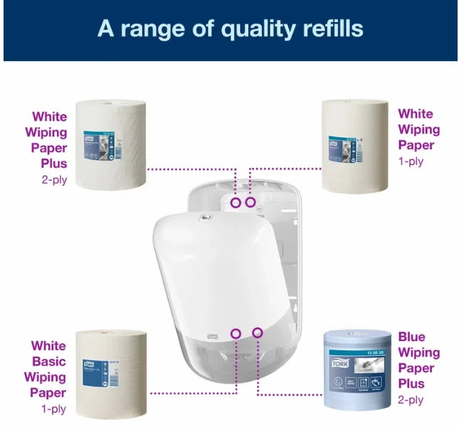 Tork Centrefeed Hand Towel Dispenser M2 Bathroom Toilet Paper Roll Holder White