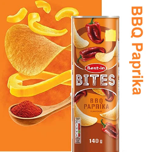 Bestin Bites BBQ Paprika Flavour Crisp Snack 140g Pack of 12 Tubes