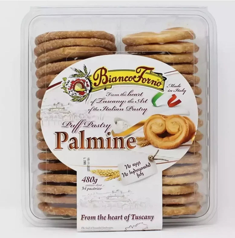 Biancoforno Puff Pastry Palmine Italian Tuscany Baked Crispy 34Pastrie Pack 480g