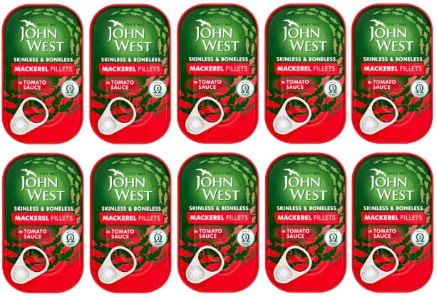John West Mackerel Fillets Skinless and Boneless in Tomato Sauce 115g x 10