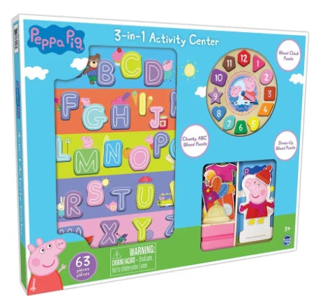 Peppa Pig 3 in 1 63 Piece Wooden Activity Center (3+ Years)