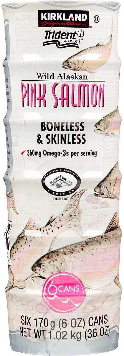 Kirkland Signature Wild Alaskan Pink Salmon Boneless & Skinless Cans Pack 6x170g