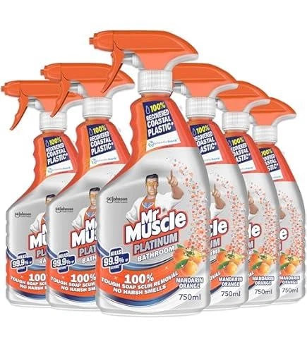 Mr Muscle Bathroom Cleaner, All Purpose Cleaning Spray 750ml x 6