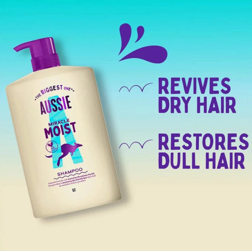 Aussie Miracle Moist Macadamia Nut Oil Hair Shampoo & Conditioner Set Pack 2x1L