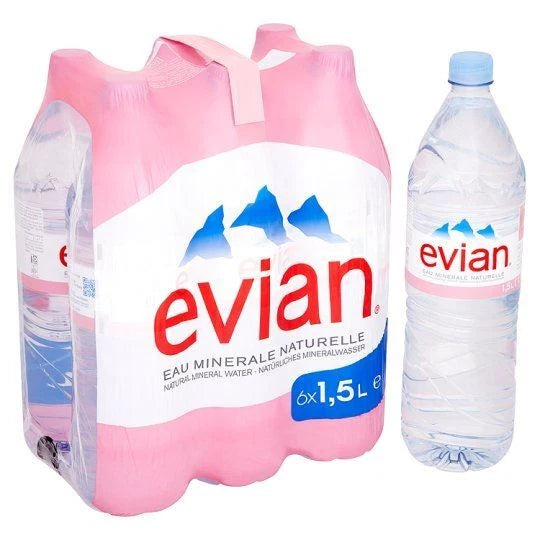 Evian Still Mineral Water Natural Drinking Water Screw Cap Bottle 1.5L x 6
