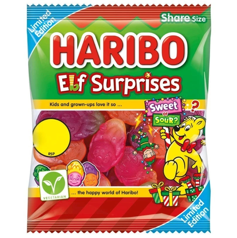 Haribo Share Bags 140g Fruity Fizzy Gummy Jelly Sweets Assorted Flavours 12 Pack