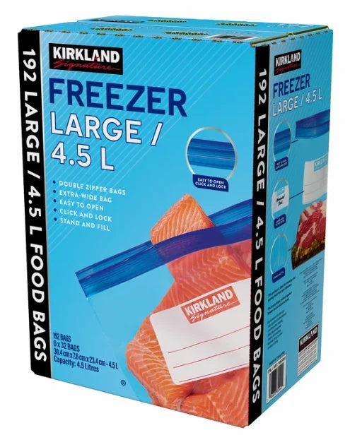 Kirkland Signature Freezer Large Bags 4.5L, 192 Count