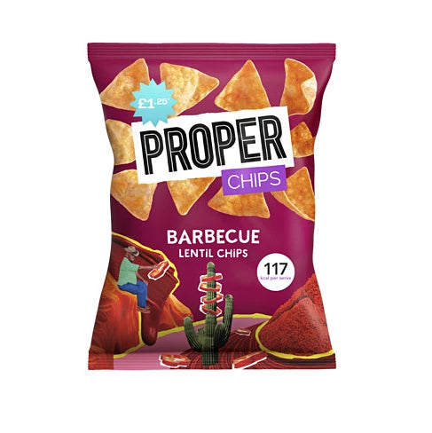 Proper Chips Barbecue Lentil Chips, Vegan, Rich in Protein, 15 x 50g