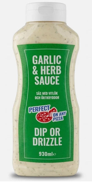 Garlic &Herb Sauce Squeezy Versatile Salad Pizza Dip or Drizzle Pack 930ml