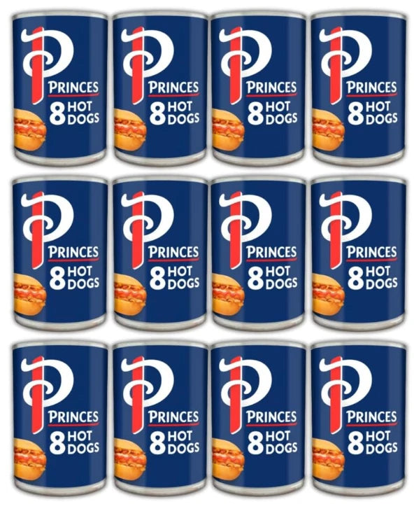 Princes Hot Dogs Frankfurters, Canned Chicken Sausages, 400g, Pack of 12