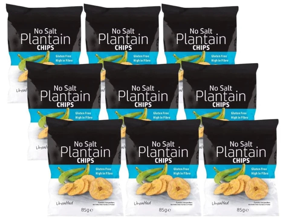 Grace No Salt Plantain Chips 85g x 9 Gluten Free, High in Fibre, Vegan