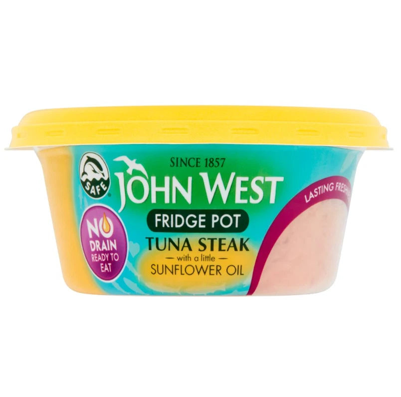 12 x John West No Drain Fridge Pot Tuna Steak with a Little Sunflower Oil 110g