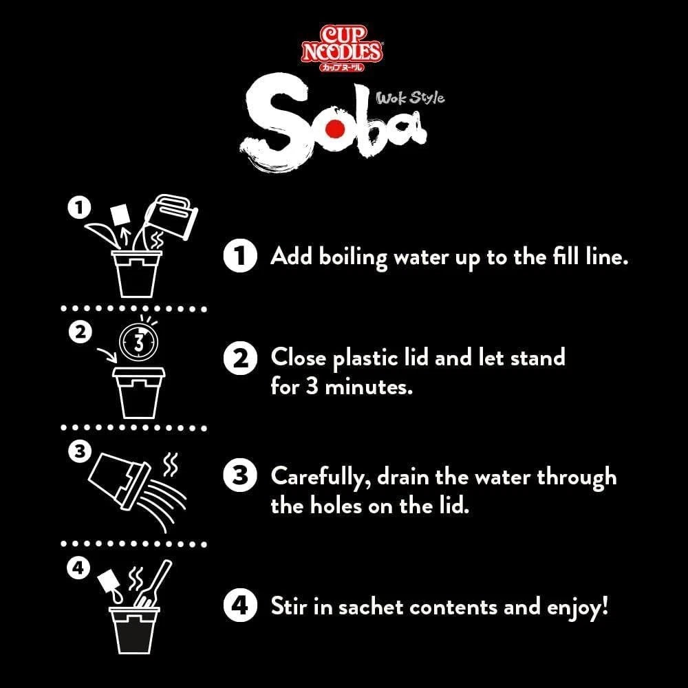 Nissin Soba Teriyaki Instant Wok Style Noodles 90g Pot (Pack of 8)