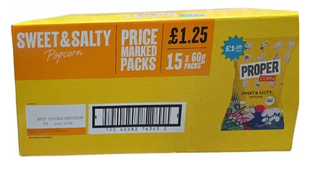 Proper Corn Popcorn Sweet & Salty Mixed Case, 60g × 15