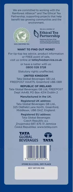 Tetley 1 One Cup Black Fresh Catering Size Sealed Pack of 1100 Tea Bags 2.5kg