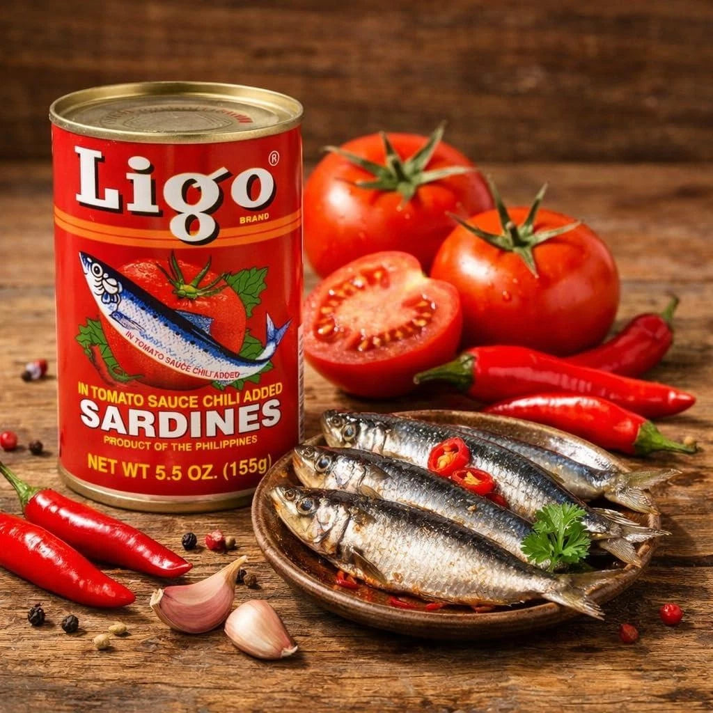 Ligo Sardines In Tomato and Chilli Sauce Wild-Caught Sardines 155g (Pack of 8)