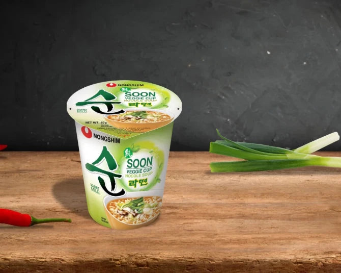 Nongshim Soon Veggie Cup Instant Noodle Ramen Soup 67g (Pack of 6)