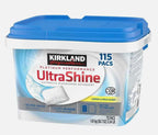 Kirkland Signature Ultra Shine Dishwasher Detergent Tablets Tabs Pack 115 Pacs