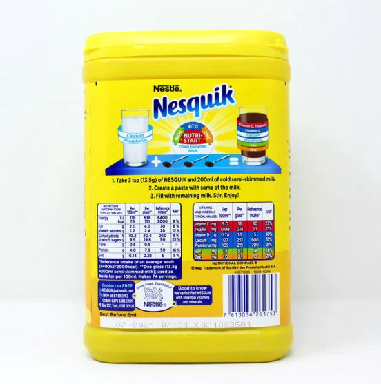 Nesquik Chocolate Flavoured Milkshake Powder 1kg Tub Pack (2 Pack)