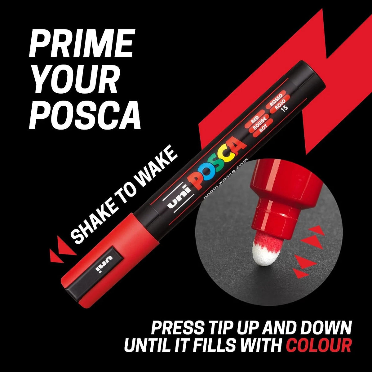 Posca PC-5M Medium Tip Acrylic Paint Marker Pens, 12 Colours Pack