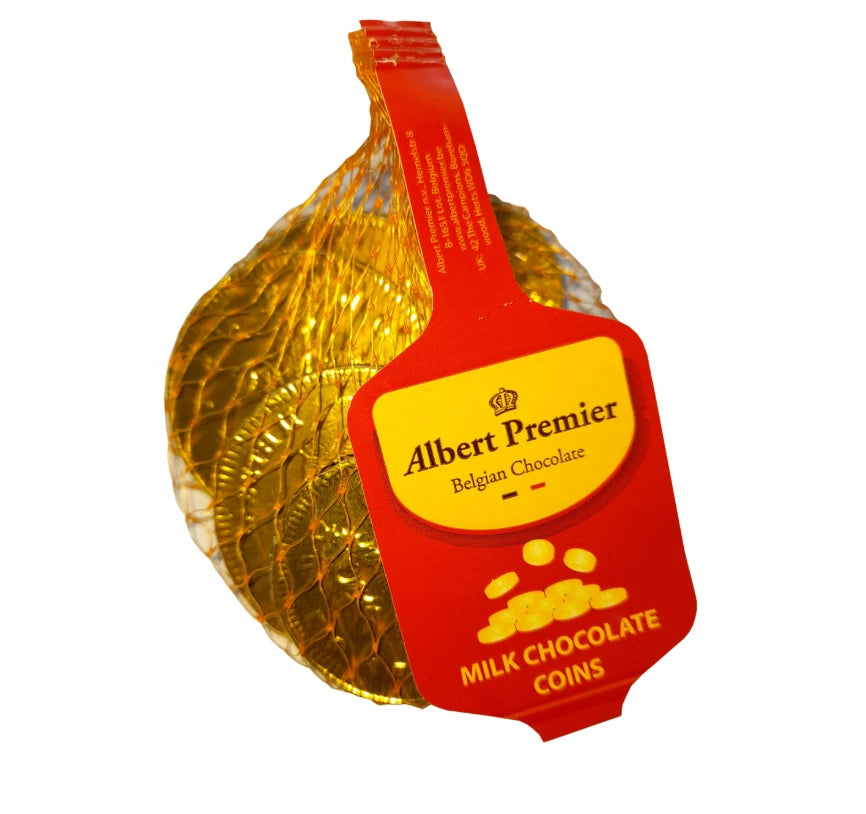Albert Premier Belgian Chocolate Coins, Gift Box, 600g, 6 x 100g Pouches