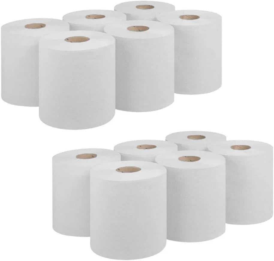White Roll 2 Ply, Large Roll of Disposable Paper Hand Towels 12 pack