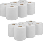 White Roll 2 Ply, Large Roll of Disposable Paper Hand Towels 12 pack