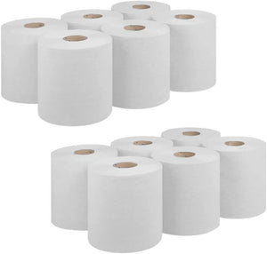 White Roll 2 Ply, Large Roll of Disposable Paper Hand Towels 12 pack