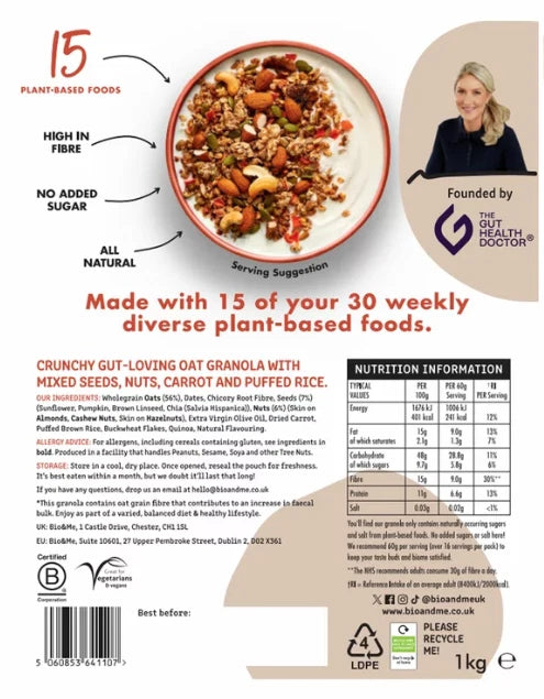 Bio & Me Granola Super Seedy & Nutty Vegan Natural Fibre Source Cereal Pack-1kg