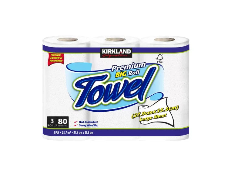 Kirkland Kitchen Towel Thick Absorbent 80 Large Sheets 6 Rolls