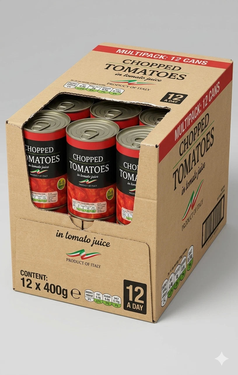Bestin Chopped Tomatoes in Tomato Juice, 400g Can, Multipack of 12
