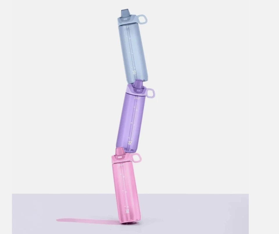 Pogo Tritan 946ml Water Bottle 3-Pack Flip Lid Silicone Straw BPA-Free