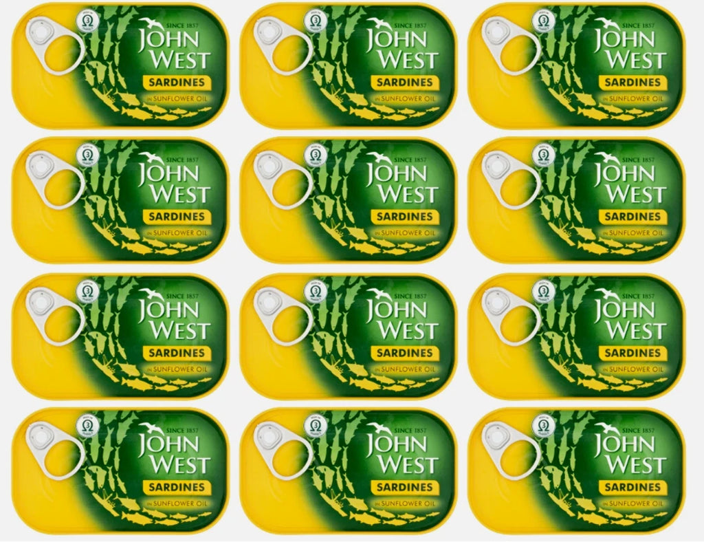 John West Sardines in Sunflower Oil 120g, High in 3 Omega Pack of 12