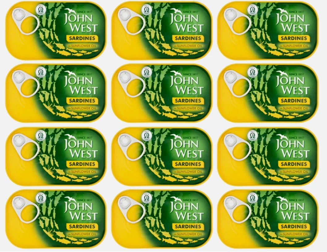 John West Sardines in Sunflower Oil 120g, High in 3 Omega Pack of 12