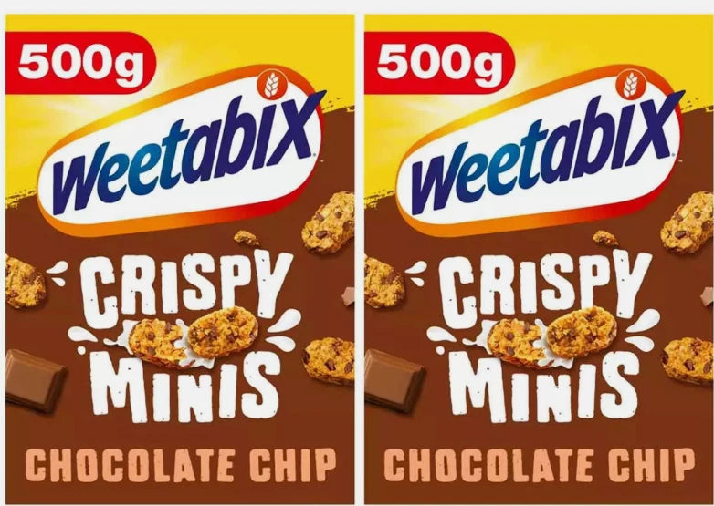 Weetabix Crispy Minis Chocolate Chip Breakfast Wholegrain Cereal Pack 2 x 500g