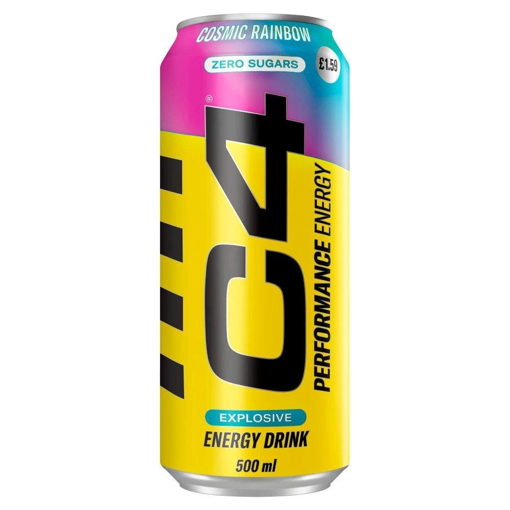 C4 Performance Energy Drinks Cosmic Rainbow Zero Sugar 500ml Pack of 12