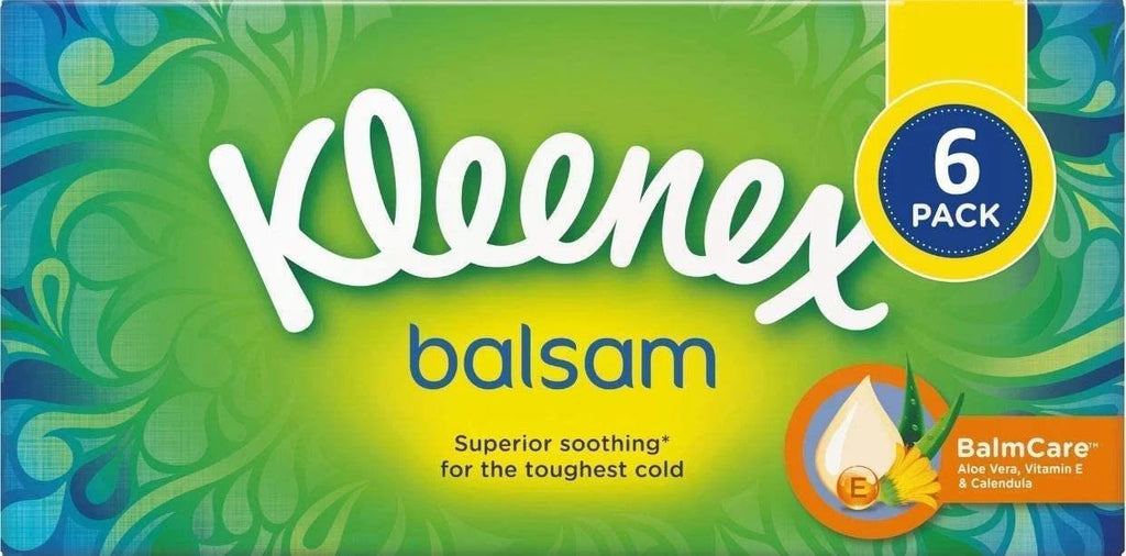 Kleenex Balsam Facial Tissues, Pack of 6 Tissue Boxes