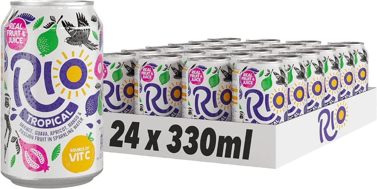 Rio Tropical Soft Drink Orange Guava Apricot Mango Passion Fruit Pack 24 x 330ml
