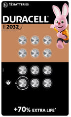 Duracell Speciality CR2032 Lithium Coin Ring Size Long Battery Pack 12 Batteries