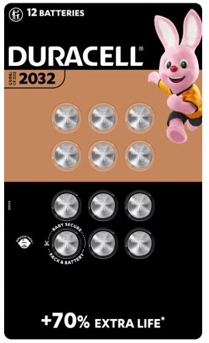 Duracell Speciality CR2032 Lithium Coin Ring Size Long Battery Pack 12 Batteries