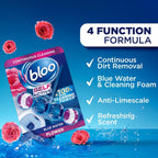 Bloo Self Active Triple Toilet Rim Block & Bowl Cleaner, Flower, 3 x 3 Pack