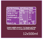 Ribena Blackcurrant Juice Drink 500ml - Pack of 12 Real Fruit Rich In VitaminC