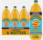 Robinsons Real Fruit Double Strength Orange Squash Juice No Sugar Pack 6 x 1.75L