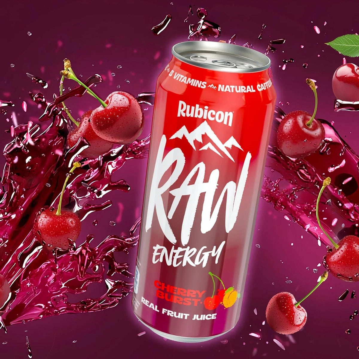 Rubicon Raw Energy Cherry Burst Drink Can 500ml x 12