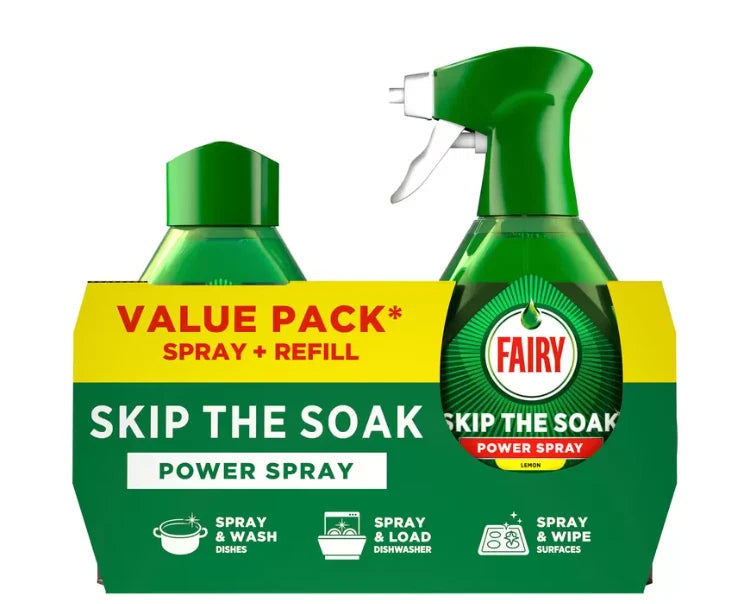 Fairy Skip The Soak Power Spray, 2x Spray & 2x Refill, 2600ml