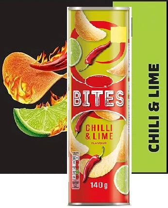 Bestin Bites Chilli & Lime Flavour Crisp Snack 140g Pack of 12 Tubes