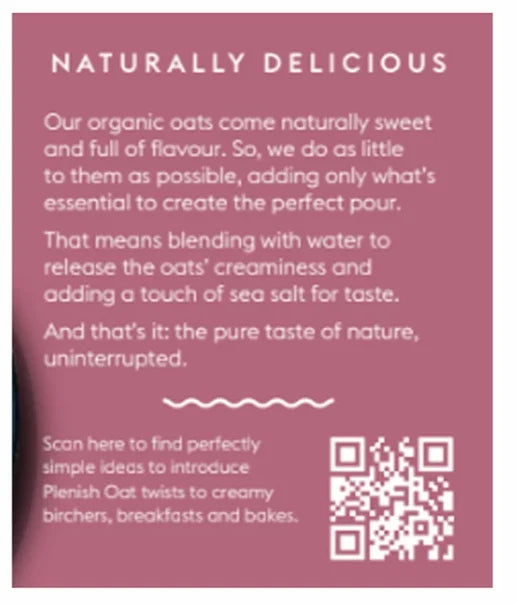 Plenish Organic Unsweetened Oat Milk 1L (Pack of 8)